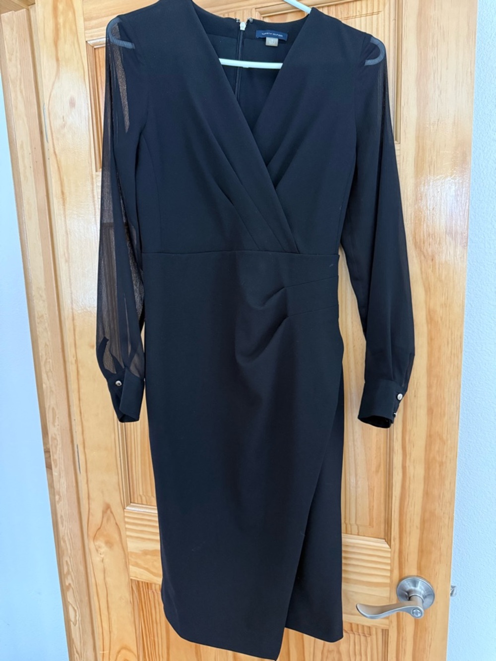 Tommy Hilfiger Black Long-Sleeve Wrap Dress